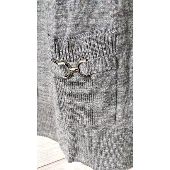 White House Black Market Women Long Cardigan 100% Merino Wool Buttons Up Size M - Picture 7 of 9